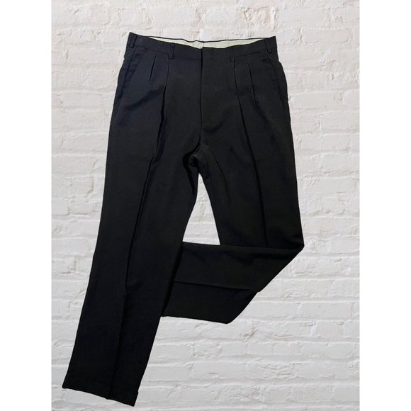 Haggar Other - Haggar Collections 36x32 (36x30) Black Microfiber Pleated Business Casual Pants